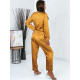 Női szatén mustár sárga pizsama, nadrág + ing kombináció