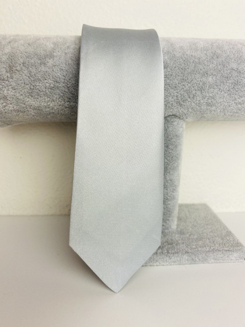 Férfi ezüst-szürke szatén keskeny nyakkendő 
