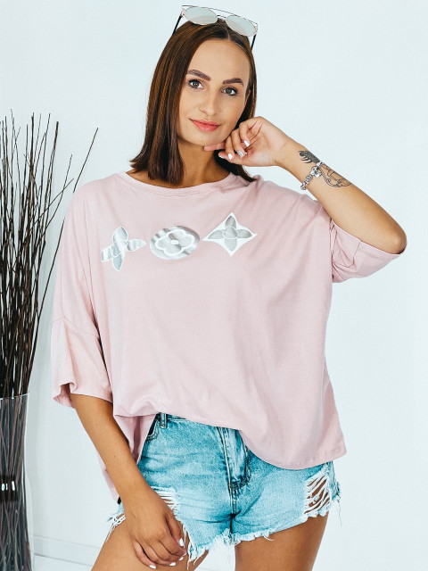 Női rózsaszín hosszabbított oversize trikó Louisa