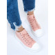 Női rózsaszínű magas fűzős cipő