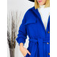  Női hosszú kék kabát övvel