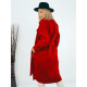 Női hosszú piros kabát övvel