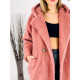 Női rózsaszín Teddy kabát kapucnival