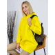 Női sárga oversize pulóver kapucnival