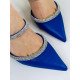 Női kék magassarkú cipő strasszokkal