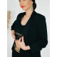 Elegáns női rövid kosztüm kabát övvel - fekete