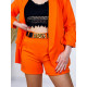 Elegáns női rövidnadrág kosztüm övvel - narancssárga