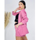 Elegáns női rövid kosztüm kabát övvel - régi rózsaszín