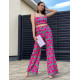 Női luxus rózsaszínű szett: crop top + nadrág