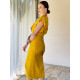Exkluzív női estélyi ruha övvel és strasszokkal moletekre - sárga