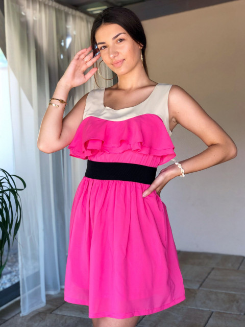 Női nyári rövid ruha - rózsaszínű