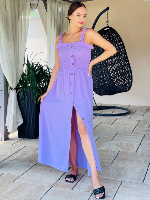Hosszú női nyári ruha gombokkal - lila