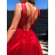Hosszú női A-szabású alkalmi ruha - piros