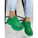 Exkluzív női zöld platform tornacipő
