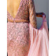 Exkluzív hosszú női alkalmi ruha levehető tüll szoknyával molett hölgyeknek - rózsaszínű