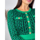 Női A vonalú pulóver ruha gombokkal - zöld
