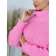 Ellis női rózsaszín kötött garbós pulóver