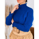 Ellis női király kék kötött garbós pulóver