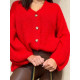 Női oversize pulóver gombokkal - piros