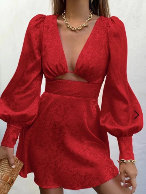 A-szabású női alkalmi ruha V-kivágással - piros