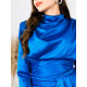 Női kék gyűrt anyagú szatén alkalmi ruha