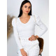 Női kötött pulóver díszgyöngyökkel - fehér 