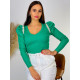 Női kötött pulóver díszgyöngyökkel - zöld