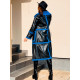 Luxus női fekete-kék kabát zsebekkel