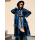 Luxus női fekete-kék kabát zsebekkel