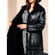 Fekete luxus női kabát zsebekkel