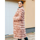 Hosszú luxus rózsaszínű-barna bunda zsebekkel