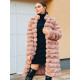 Hosszú luxus rózsaszínű-barna bunda zsebekkel