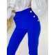 Elegáns női nadrág magas derékkal és gombokkal - kék