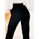 Elegáns női nadrág magas derékkal és gombokkal - fekete