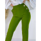 Elegáns női nadrág magas derékkal és gombokkal - zöld