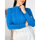Női kék garbós pulóver díszgyöngyökkel MELLA