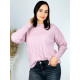 Női oversize kötött pulóver - rózsaszínű