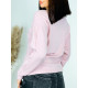 Női oversize kötött pulóver - rózsaszínű