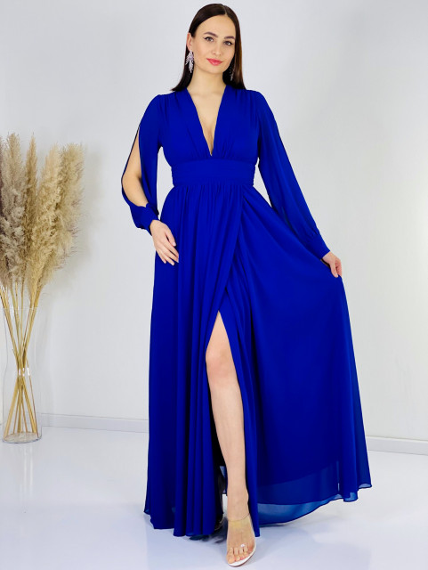 Hosszú női kék alkalmi ruha Amali