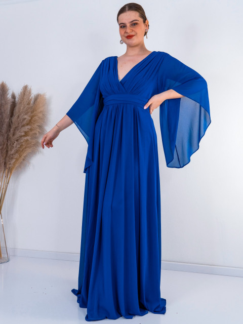 Hosszú női kék alkalmi ruha Grece