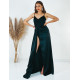 Hosszú luxus női alkalmi ruha hasítékkal - fekete