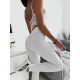 Női elasztikus bordázott leggings - fehér