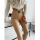 Női elasztikus bordázott leggings VALENTA - bézs