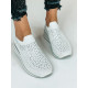 Női platform cipő díszkövekkel - fehér