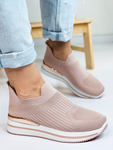 Női sztreccs platform cipő - rózsaszínű
