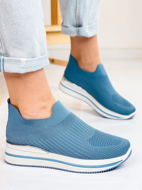 Női sztreccs platform cipő - kék