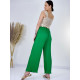 Nyári női széles rakott nadrág - zöld