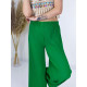 Nyári női széles rakott nadrág - zöld