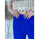 Női nyári redőzött széles nadrág - kék