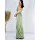 Hosszú luxus női alkalmi ruha hasítékkal - zöld
